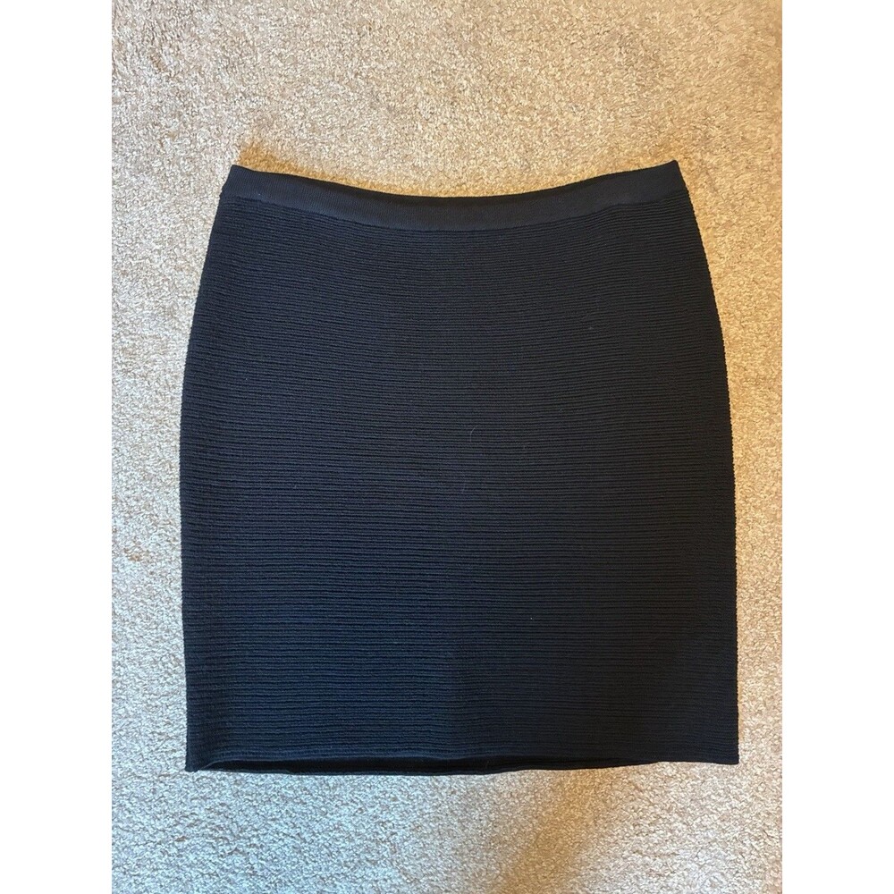 Eileen Fisher Wool Blend Skirt Size M Textured Black Pull On Stretch